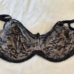 Fantasie Lace underwire plus size bra Black Cream 34K